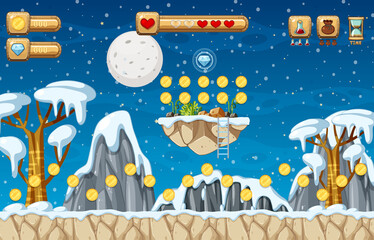 Game Template Snow Falling Scene