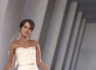 Fototapeta na wymiar Beautiful wedding bride. 3D rendering.