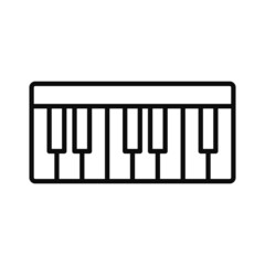 Small midi controller keyboard vector line icon isolated on white background. Music making and entertainment concept
