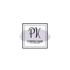 Letter PK minimalist wedding monogram vector