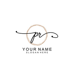 PR initial Signature logo template vector