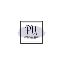 Letter PU minimalist wedding monogram vector