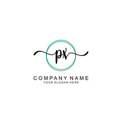 PX Initial handwriting logo with circle hand drawn template vector