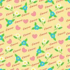 The pattern is bright for Valentine s Day with hearts, flowers and love
