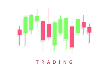 Trading icon illustration with candles. Rise and fall graph. Vector EPS 10