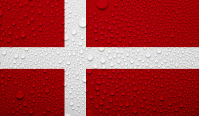 Denmark flag on water texture. 3D image