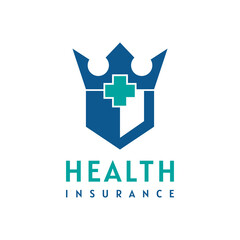 Health Insurance logo design, Combination Shield with Crown King and Medical Symbol, for Assurance Health logo design