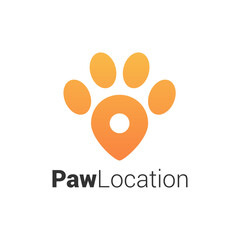 Animal Pet Paw Footprint with Location Mark Gps Pin Point Pointer logo design