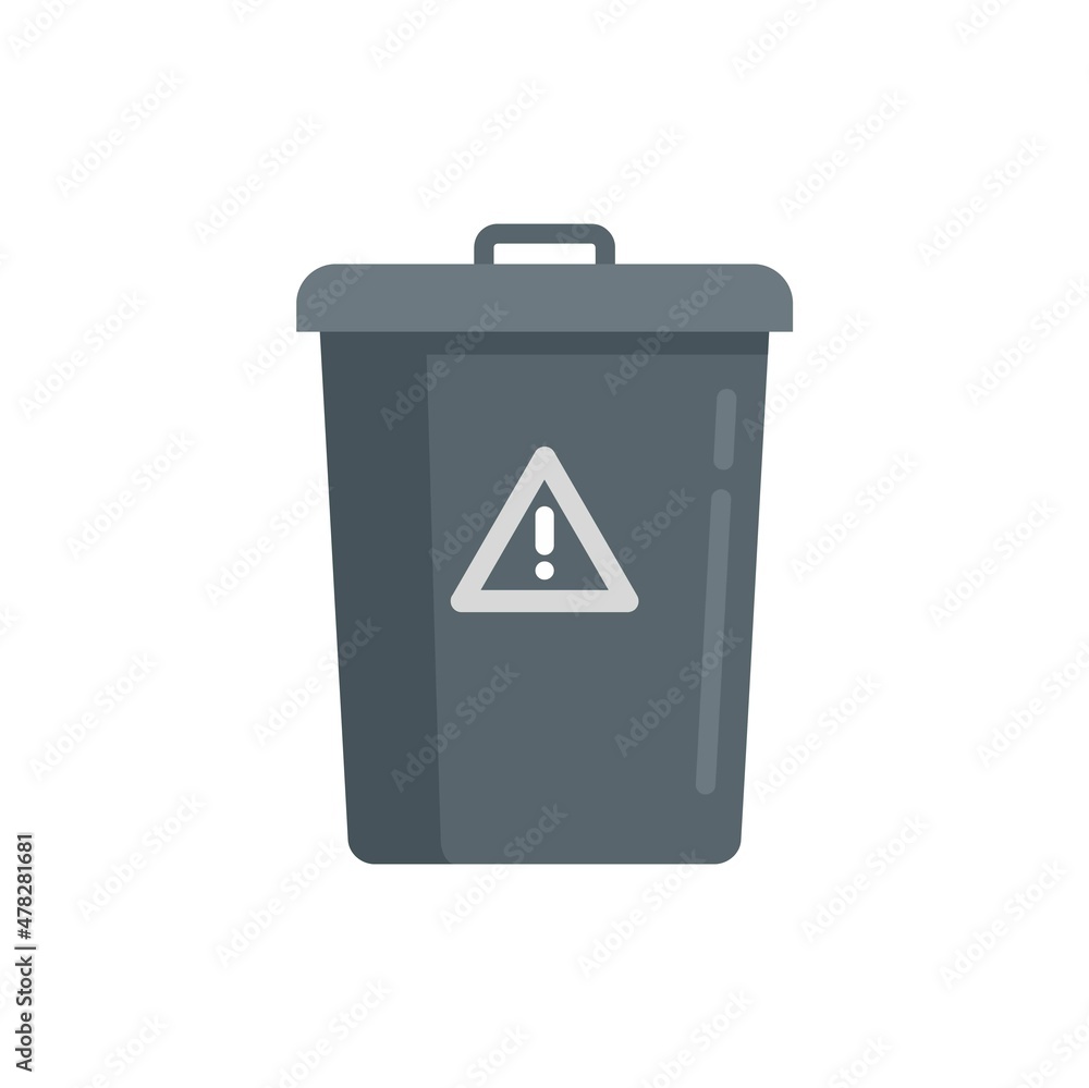 Poster garbage bin icon flat isolated vector