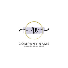 RE Initial handwriting logo with circle hand drawn template vector