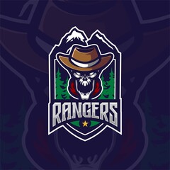 illustration vector graphic of Skull Cowboy mascot logo perfect for sport and e-sport team