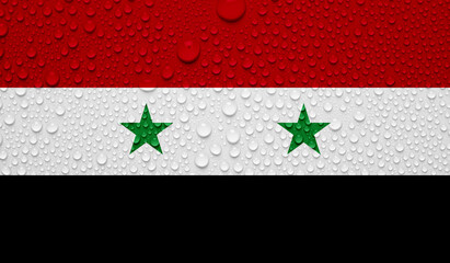 Syria flag on water texture. 3D image