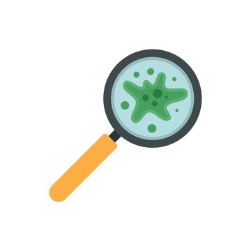 Magnifier bactery icon flat isolated vector
