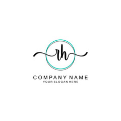 RH Initial handwriting logo with circle hand drawn template vector