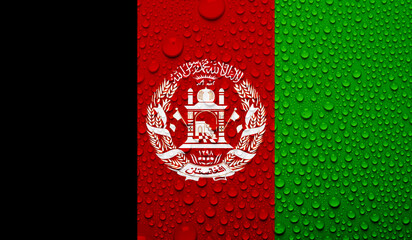 Afghanistan flag on water texture. 3D image