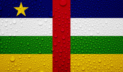 Central African Republic flag on water texture. 3D image