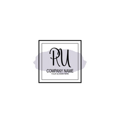 Letter RU minimalist wedding monogram vector