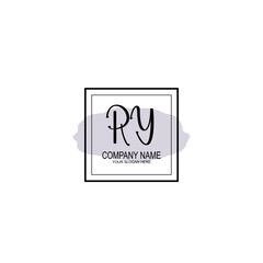 Letter RY minimalist wedding monogram vector