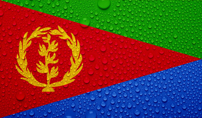 Eritrea flag on water texture. 3D image