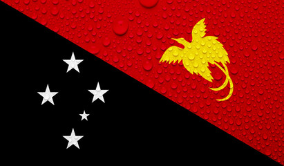 Papua New Guinea flag on water texture. 3D image