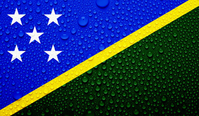 Solomon islands flag on water texture. 3D image