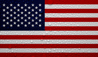 USA flag on water texture. 3D image
