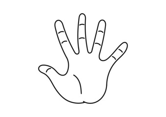 hand drawn illustration of a finger showing the number five on white background