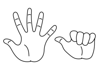 hand drawn illustration of a finger showing the number six on white background