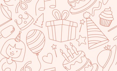  hand drawn doodle birthday seamless pattern