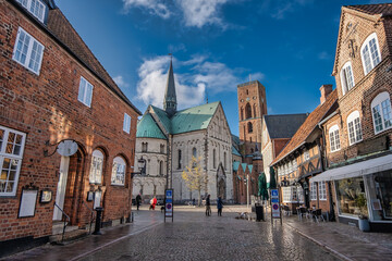 Fototapeta na wymiar Cathedral in old medieval city Ribe, Denmark
