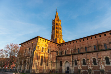 Fototapeta premium The Basilica of Saint Sernin and its bell tower, in Haute Garonne, in Occitanie, France