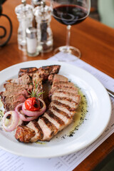 grilled steak with vegetables