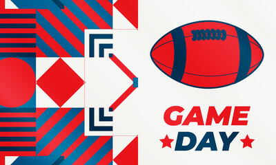 Game Day. American football playoff after the regular season in the United States. Seven teams from each of the league's two conferences qualify for the playoffs. Sport poster, banner design. 