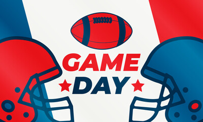 Game Day. American football playoff after the regular season in the United States. Seven teams from each of the league's two conferences qualify for the playoffs. Sport poster, banner design.  - obrazy, fototapety, plakaty
