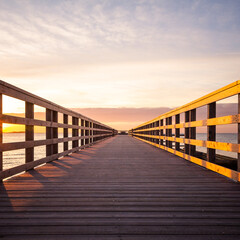 Sunset at the beach bridge