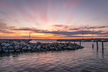 Fototapeta na wymiar Sunset at Mullerup Harbor