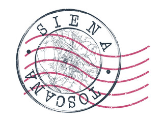 Naklejka premium Siena, Province of Siena, Italy Stamp Map Postal. Silhouette Seal Roads and Streets. Passport Round Design. Vector Icon. Design Retro Travel National Symbol.