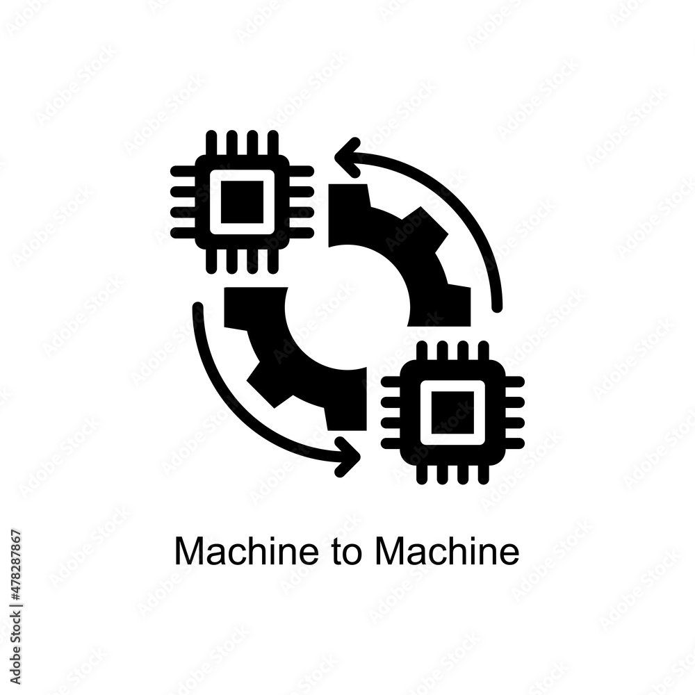 Poster Machine to Machine vector Solid Icon Design illustration. Internet of Things Symbol on White background EPS 10 File