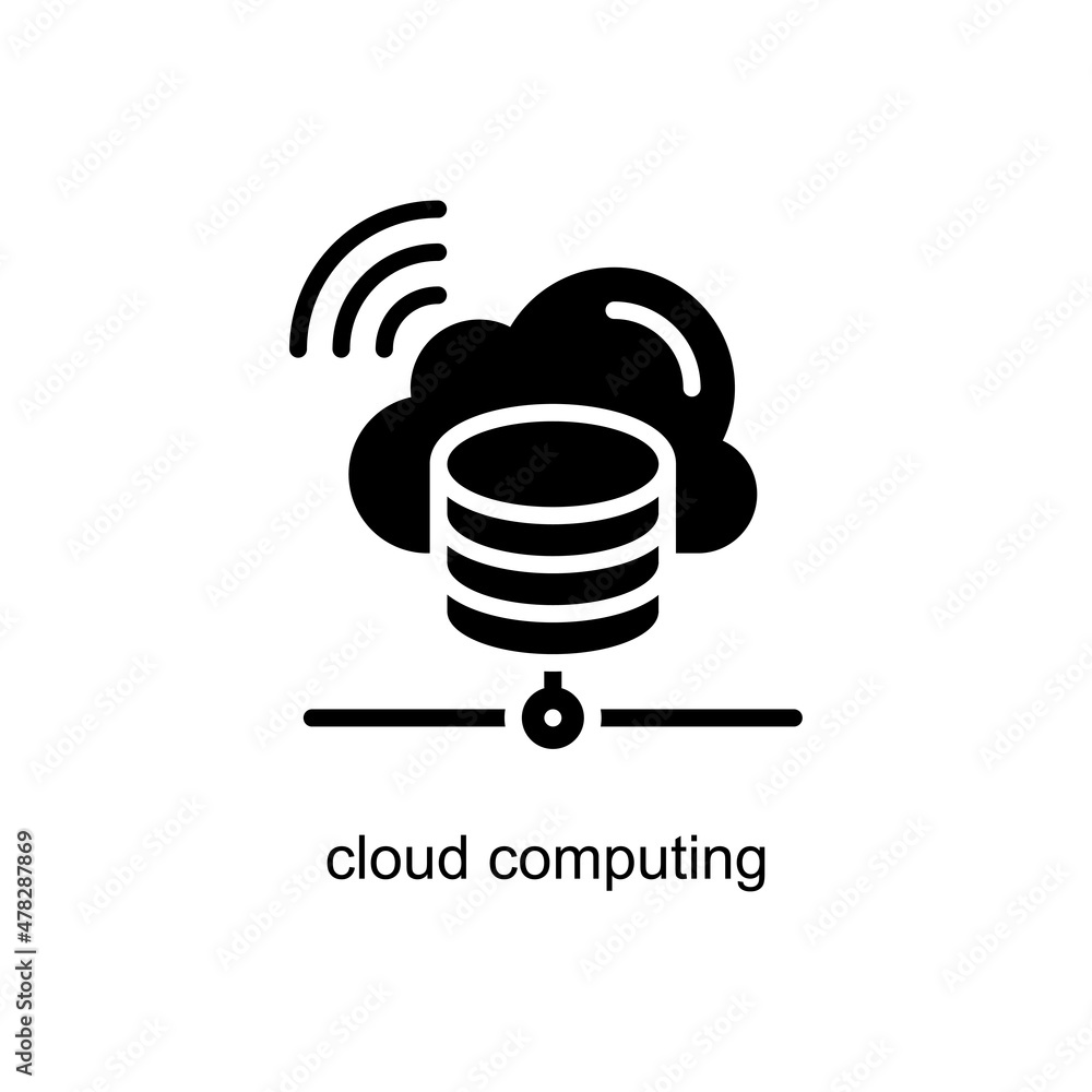 Poster cloud computing vector solid icon design illustration. internet of things symbol on white background
