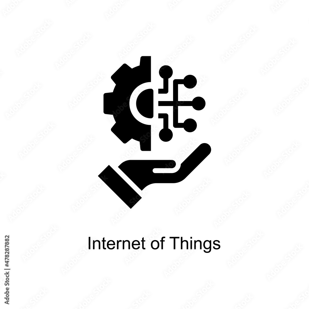 Poster internet of things vector solid icon design illustration. internet of things symbol on white backgro