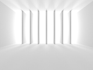 Fototapeta premium Illuminated corridor interior design. Empty Room Interior Background