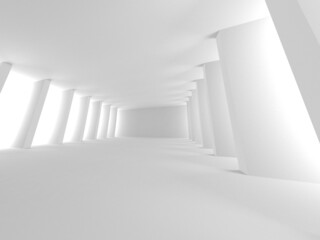 Obraz premium Illuminated corridor interior design. Empty Room Interior Background