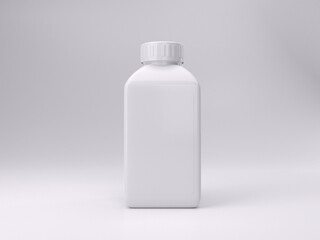 3d render empty white chemical bottle mockup template photo in white background front view