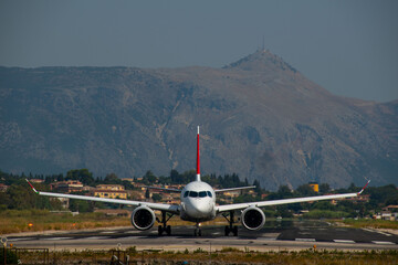 Fototapeta na wymiar airplane on the runway