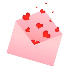 Envelope with hearts, valentines day