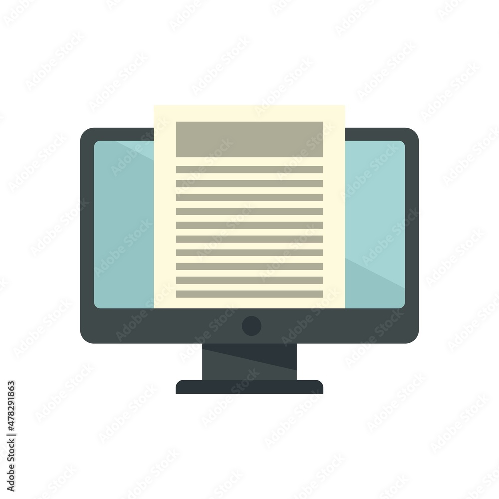 Poster foreign language pc monitor icon flat isolated vector
