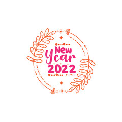 New year 2022 typography lettering for t shirt