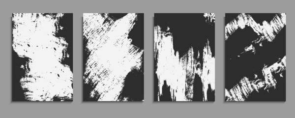 Set Of Minimal Grunge Textured Design Template In White Background