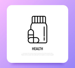 Supplement for pets thin line icon. Veterinary clinic. Modern vector illustration of medical drugs.