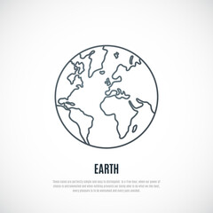Simple Earth template. Earth planet line icon. Vector illustration.